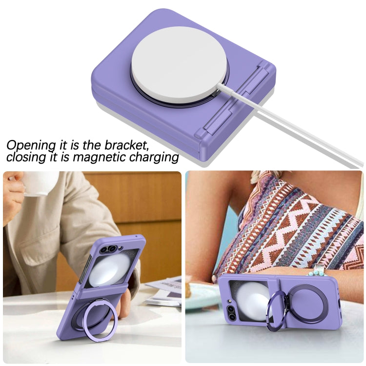 For Samsung Galaxy Z Flip5 5G 360 Degree Stand MagSafe Magnetic All-inclusive Phone Case(Purple) - Galaxy Z Flip5 Cases by PMC TechLife | Online Shopping South Africa | PMC TechLife