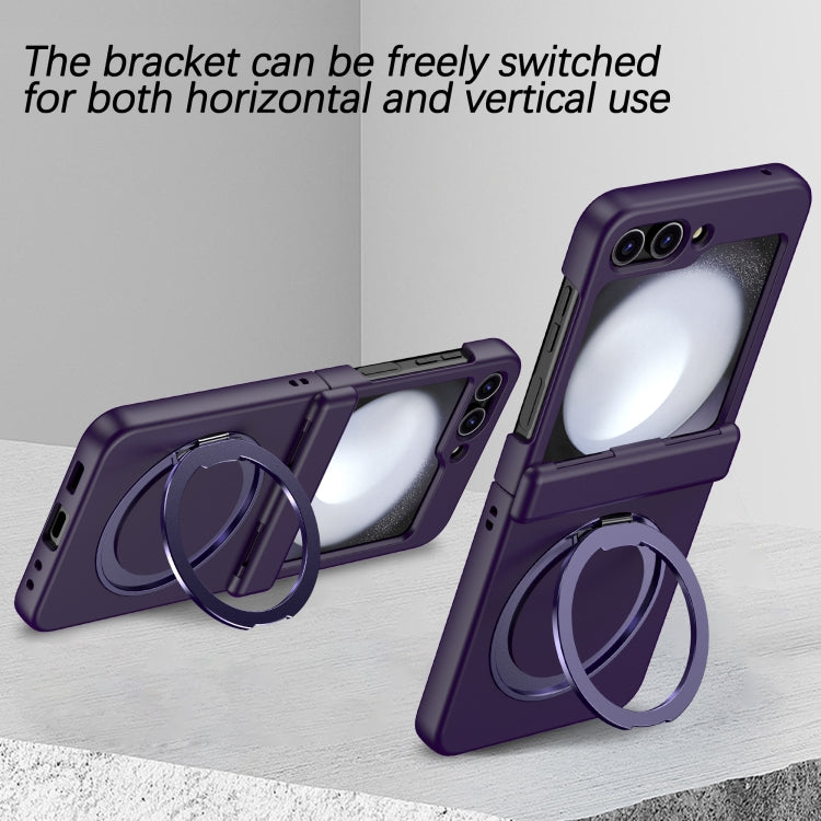 For Samsung Galaxy Z Flip5 5G 360 Degree Stand MagSafe Magnetic All-inclusive Phone Case(Dark Purple) - Galaxy Z Flip5 Cases by PMC TechLife | Online Shopping South Africa | PMC TechLife
