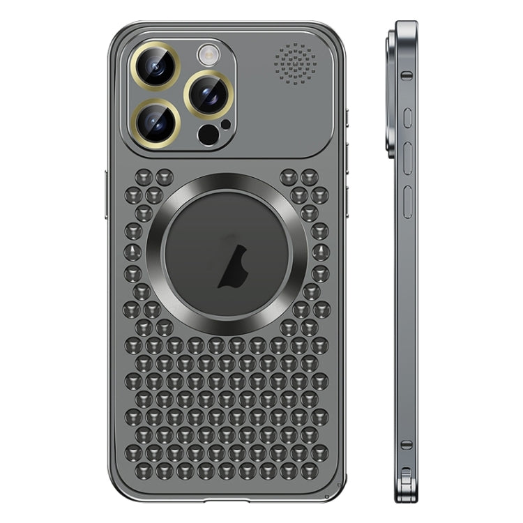 For iPhone 12 Pro Max Spring Buckle MagSafe Magnetic Metal Aromatherapy Phone Case(Black) - iPhone 12 Pro Max Cases by PMc TechLife | Online Shopping South Africa | PMc TechLife | Buy Now Pay Later Mobicred