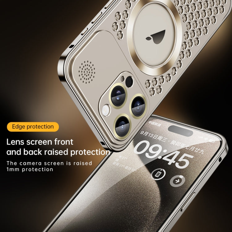 For iPhone 15 Plus Spring Buckle MagSafe Magnetic Metal Aromatherapy Phone Case(Silver) - iPhone 15 Plus Cases by PMC TechLife | Online Shopping South Africa | PMC TechLife