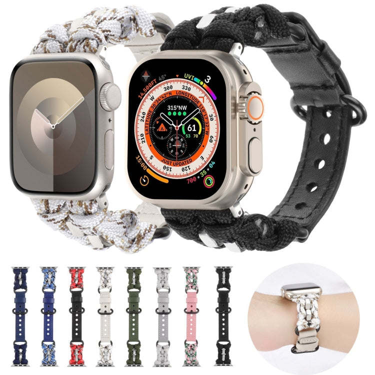 For Apple Watch Ultra 2 49mm Paracord Genuine Leather Watch Band(Royal Blue) - Watch Bands by PMC TechLife | Online Shopping South Africa | PMC TechLife | Buy Now Pay Later Mobicred