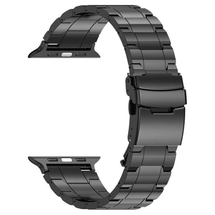 For Apple Watch SE 2023 40mm Safety Buckle Trapezoid Titanium Steel Watch Band(Black) - Watch Bands by PMC TechLife | Online Shopping South Africa | PMC TechLife