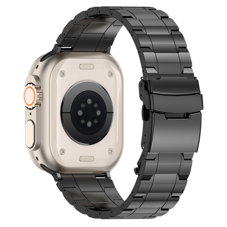 For Apple Watch Ultra 2 49mm Safety Buckle Trapezoid Titanium Steel Watch Band(Black) - Watch Bands by PMC TechLife | Online Shopping South Africa | PMC TechLife