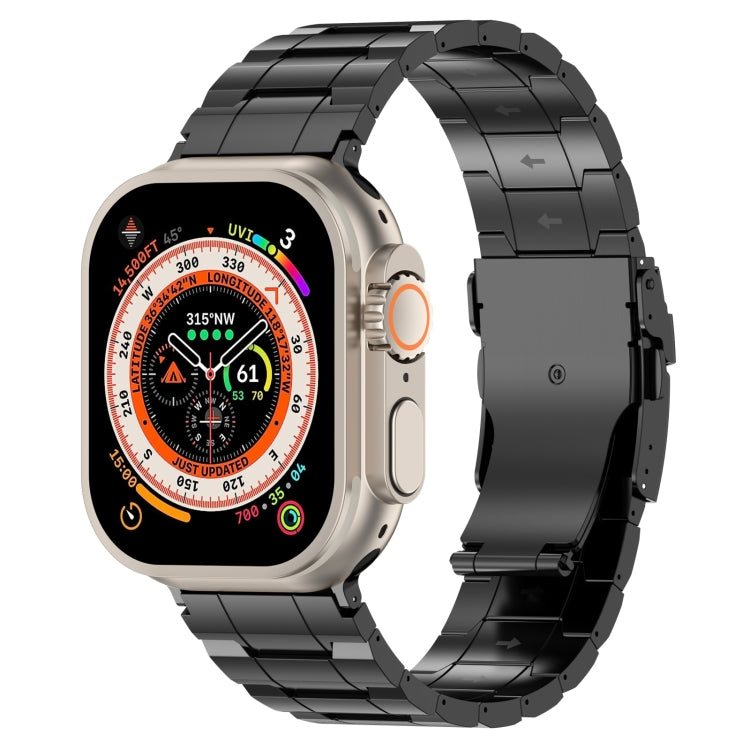 For Apple Watch Ultra 49mm Safety Buckle Trapezoid Titanium Steel Watch Band(Black) - Watch Bands by PMC TechLife | Online Shopping South Africa | PMC TechLife