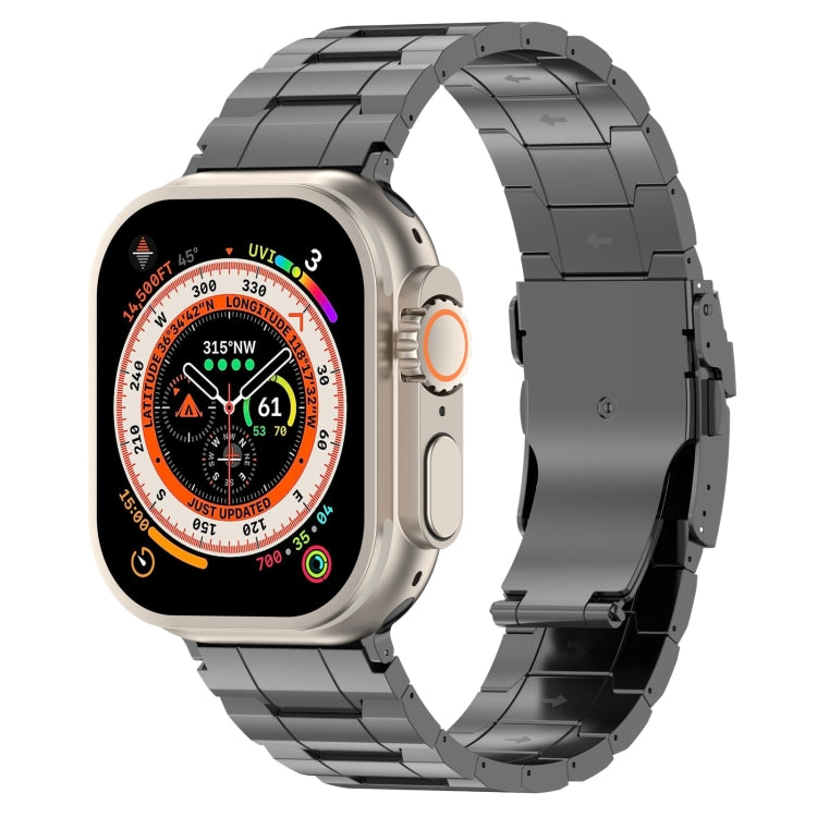 For Apple Watch Ultra 49mm Safety Buckle Trapezoid Titanium Steel Watch Band(Grey) - Watch Bands by PMC TechLife | Online Shopping South Africa | PMC TechLife