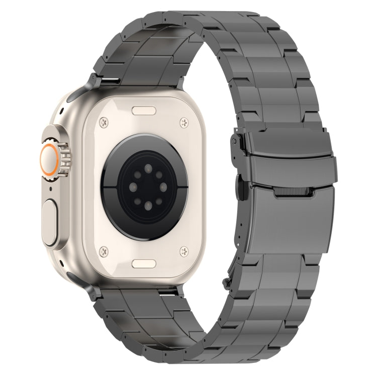 For Apple Watch Ultra 49mm Safety Buckle Trapezoid Titanium Steel Watch Band(Grey) - Watch Bands by PMC TechLife | Online Shopping South Africa | PMC TechLife