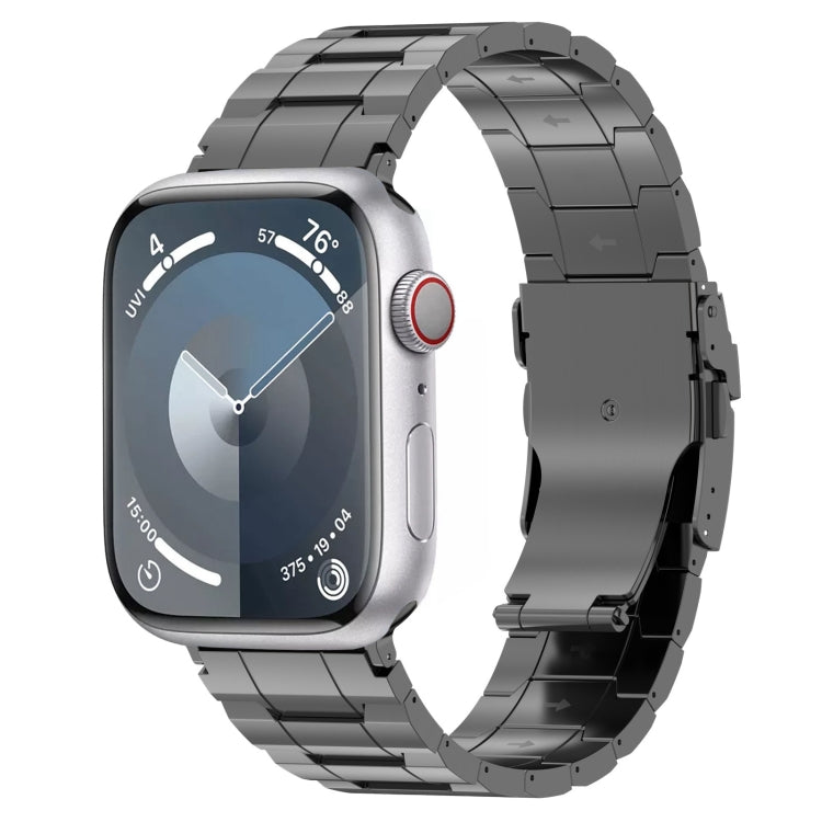 For Apple Watch Series 8 41mm Safety Buckle Trapezoid Titanium Steel Watch Band(Grey) - Watch Bands by PMC TechLife | Online Shopping South Africa | PMC TechLife