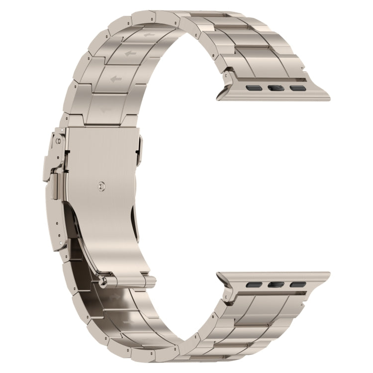 For Apple Watch SE 2022 44mm Safety Buckle Trapezoid Titanium Steel Watch Band(Titanium) - Watch Bands by PMC TechLife | Online Shopping South Africa | PMC TechLife