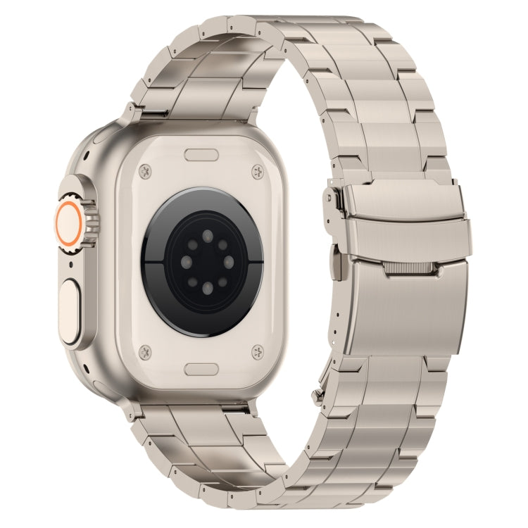 For Apple Watch SE 2022 44mm Safety Buckle Trapezoid Titanium Steel Watch Band(Titanium) - Watch Bands by PMC TechLife | Online Shopping South Africa | PMC TechLife