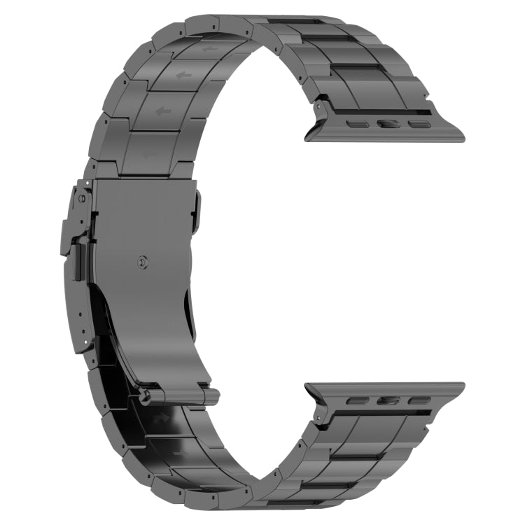 For Apple Watch Series 7 41mm Safety Buckle Trapezoid Titanium Steel Watch Band(Grey) - Watch Bands by PMC TechLife | Online Shopping South Africa | PMC TechLife