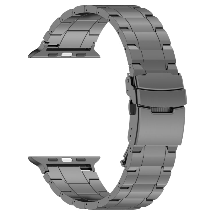 For Apple Watch 38mm Safety Buckle Trapezoid Titanium Steel Watch Band(Grey) - Watch Bands by PMC TechLife | Online Shopping South Africa | PMC TechLife