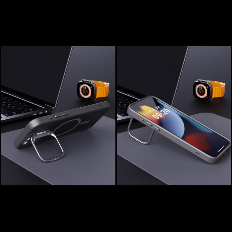 For iPhone 14 Invisible Lens Holder PC + TPU Frosted MagSafe Phone Case(Orange) - free shipping - PMC TechLife - Order now!