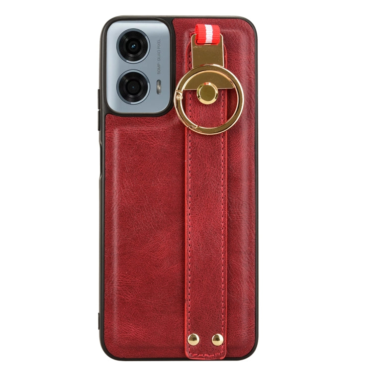 For Motorola Moto G Power 2024 Wristband Leather Back Phone Case(Red) - Motorola Cases by PMC Jewellery | Online Shopping South Africa | PMC Jewellery | Buy Now Pay Later Mobicred