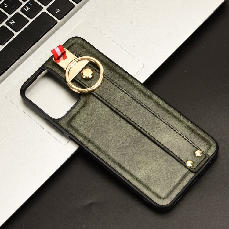 For Motorola Moto G 5G 2024 Wristband Leather Back Phone Case(Green) - Motorola Cases by PMC Jewellery | Online Shopping South Africa | PMC Jewellery | Buy Now Pay Later Mobicred