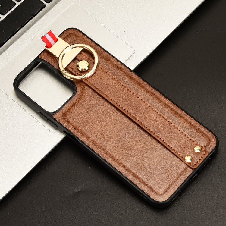 For Motorola Moto G 5G 2024 Wristband Leather Back Phone Case(Brown) - Motorola Cases by PMC Jewellery | Online Shopping South Africa | PMC Jewellery | Buy Now Pay Later Mobicred