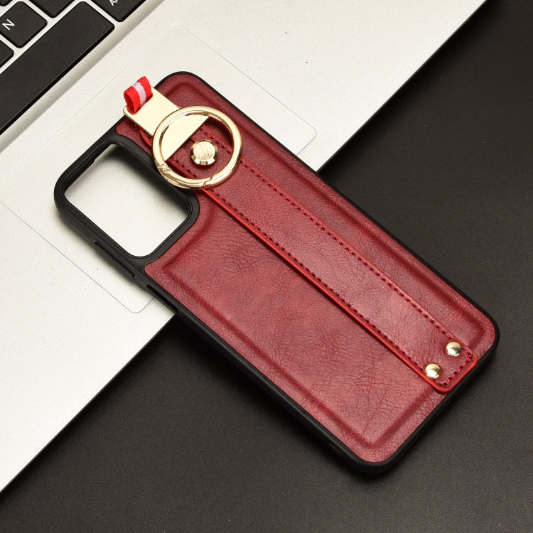 For Motorola Moto G Play 4G 2024 Wristband Leather Back Phone Case(Red) - Motorola Cases by PMC Jewellery | Online Shopping South Africa | PMC Jewellery | Buy Now Pay Later Mobicred