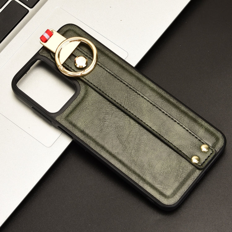 For Motorola Moto G Play 4G 2024 Wristband Leather Back Phone Case(Green) - Motorola Cases by PMC Jewellery | Online Shopping South Africa | PMC Jewellery | Buy Now Pay Later Mobicred