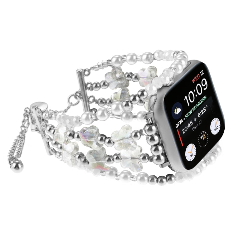 For Apple Watch SE 2023 40mm Butterfly Chain Bracelet Metal Watch Band(Transparent Silver) - Watch Bands by PMC TechLife | Online Shopping South Africa | PMC TechLife