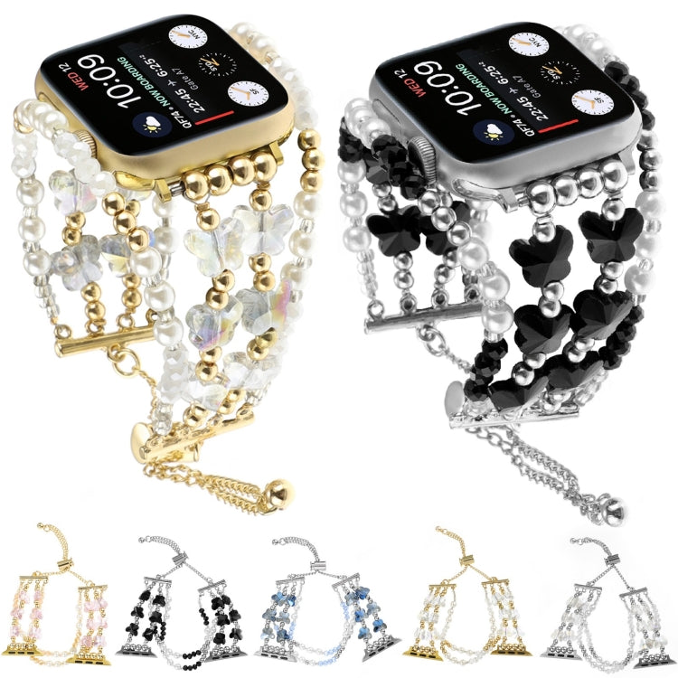 For Apple Watch Ultra 2 49mm Butterfly Chain Bracelet Metal Watch Band(Transparent Gold) - Watch Bands by PMC TechLife | Online Shopping South Africa | PMC TechLife