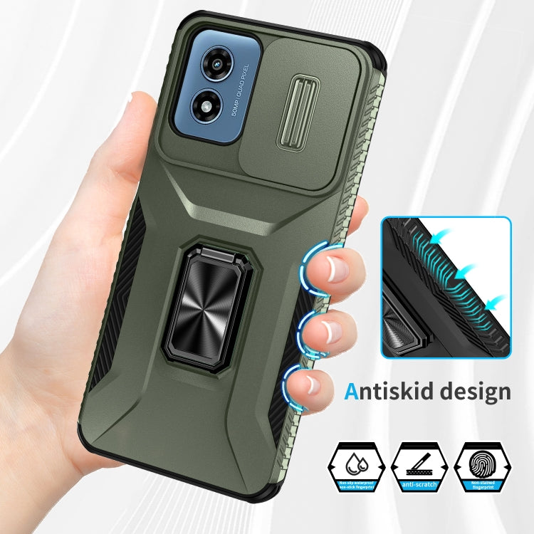For Motorola Moto G Play 2024 Sliding Camshield Holder Phone Case(Alpine Green) - Motorola Cases by PMC Jewellery | Online Shopping South Africa | PMC Jewellery | Buy Now Pay Later Mobicred