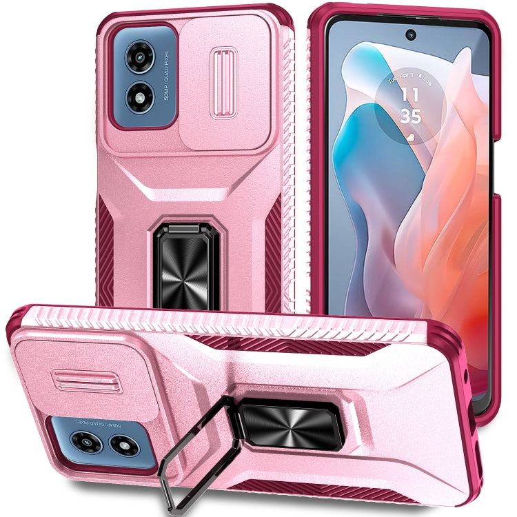 For Motorola Moto G Play 2024 Sliding Camshield Holder Phone Case(Pink + Rose Red) - Motorola Cases by PMC Jewellery | Online Shopping South Africa | PMC Jewellery | Buy Now Pay Later Mobicred