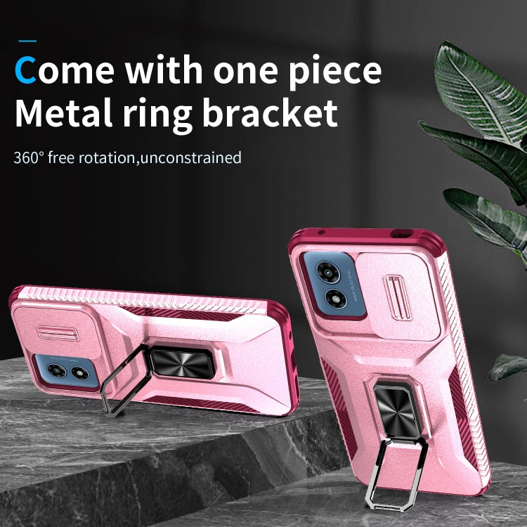 For Motorola Moto G Play 2024 Sliding Camshield Holder Phone Case(Pink + Rose Red) - Motorola Cases by PMC Jewellery | Online Shopping South Africa | PMC Jewellery | Buy Now Pay Later Mobicred