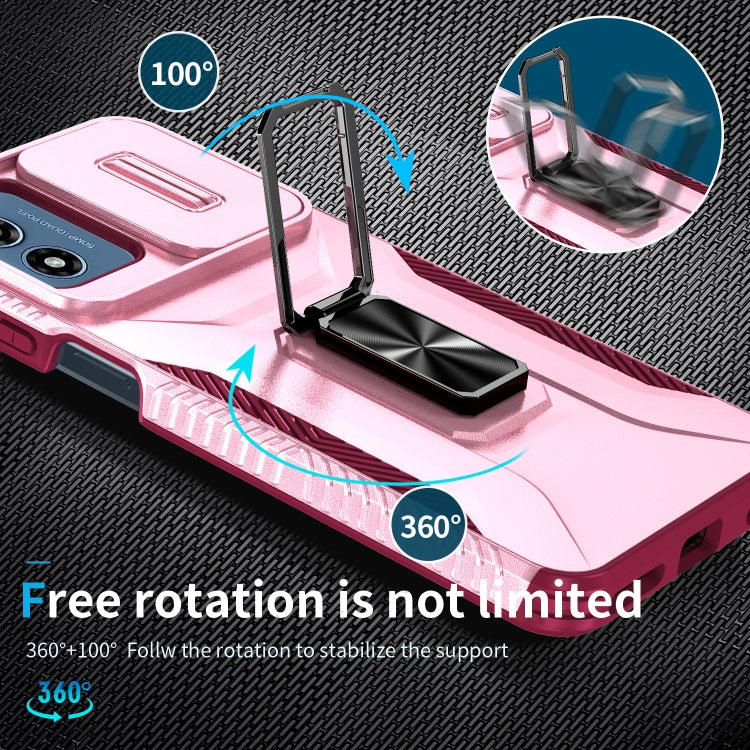 For Motorola Moto G Play 2024 Sliding Camshield Holder Phone Case(Pink + Rose Red) - Motorola Cases by PMC Jewellery | Online Shopping South Africa | PMC Jewellery | Buy Now Pay Later Mobicred