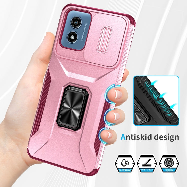 For Motorola Moto G Play 2024 Sliding Camshield Holder Phone Case(Pink + Rose Red) - Motorola Cases by PMC Jewellery | Online Shopping South Africa | PMC Jewellery | Buy Now Pay Later Mobicred