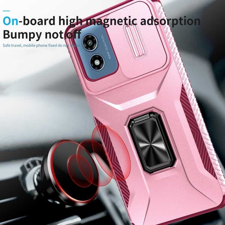 For Motorola Moto G Play 2024 Sliding Camshield Holder Phone Case(Pink + Rose Red) - Motorola Cases by PMC Jewellery | Online Shopping South Africa | PMC Jewellery | Buy Now Pay Later Mobicred