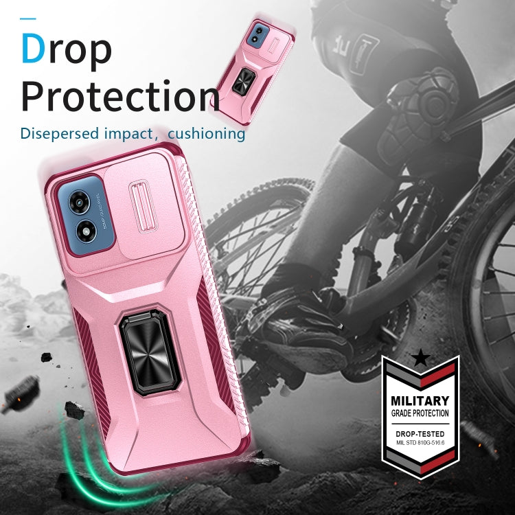For Motorola Moto G Play 2024 Sliding Camshield Holder Phone Case(Pink + Rose Red) - Motorola Cases by PMC Jewellery | Online Shopping South Africa | PMC Jewellery | Buy Now Pay Later Mobicred