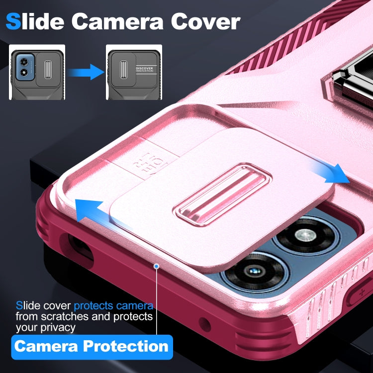 For Motorola Moto G Play 2024 Sliding Camshield Holder Phone Case(Pink + Rose Red) - Motorola Cases by PMC Jewellery | Online Shopping South Africa | PMC Jewellery | Buy Now Pay Later Mobicred