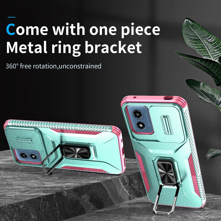 For Motorola Moto G Play 2024 Sliding Camshield Holder Phone Case(Grey Green + Pink) - Motorola Cases by PMC Jewellery | Online Shopping South Africa | PMC Jewellery | Buy Now Pay Later Mobicred