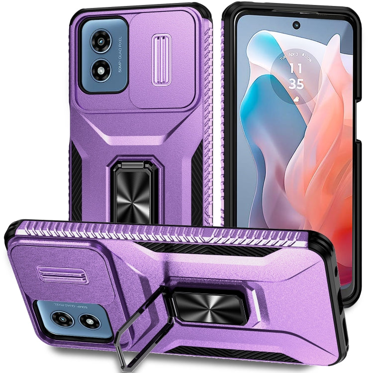 For Motorola Moto G Play 2024 Sliding Camshield Holder Phone Case(Purple) - Motorola Cases by PMC Jewellery | Online Shopping South Africa | PMC Jewellery | Buy Now Pay Later Mobicred