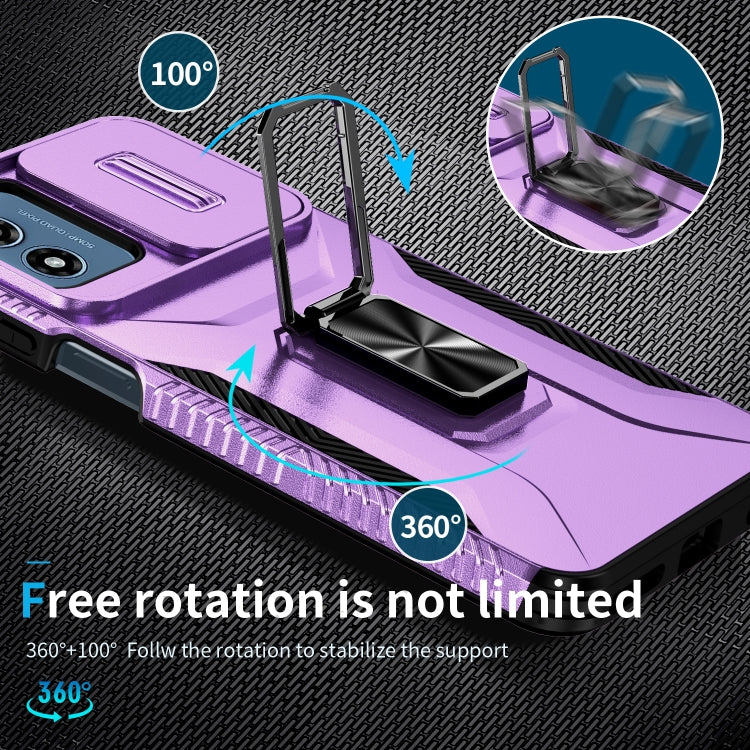 For Motorola Moto G Play 2024 Sliding Camshield Holder Phone Case(Purple) - Motorola Cases by PMC Jewellery | Online Shopping South Africa | PMC Jewellery | Buy Now Pay Later Mobicred