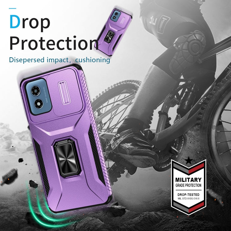 For Motorola Moto G Play 2024 Sliding Camshield Holder Phone Case(Purple) - Motorola Cases by PMC Jewellery | Online Shopping South Africa | PMC Jewellery | Buy Now Pay Later Mobicred