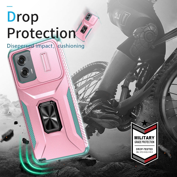 For Motorola Moto G Stylus 2024 Sliding Camshield Holder Phone Case(Pink + Grey Green) - Motorola Cases by PMC Jewellery | Online Shopping South Africa | PMC Jewellery | Buy Now Pay Later Mobicred