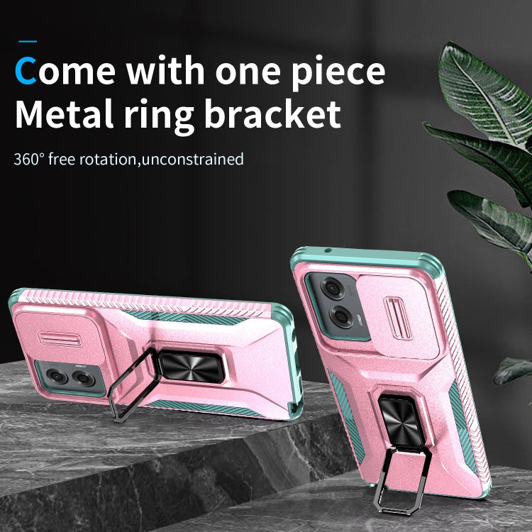 For Motorola Moto G Stylus 2024 Sliding Camshield Holder Phone Case(Pink + Grey Green) - Motorola Cases by PMC Jewellery | Online Shopping South Africa | PMC Jewellery | Buy Now Pay Later Mobicred