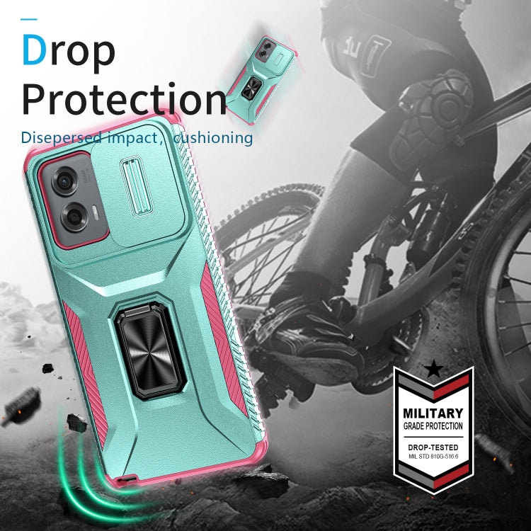 For Motorola Moto G Stylus 2024 Sliding Camshield Holder Phone Case(Grey Green + Pink) - Motorola Cases by PMC Jewellery | Online Shopping South Africa | PMC Jewellery | Buy Now Pay Later Mobicred