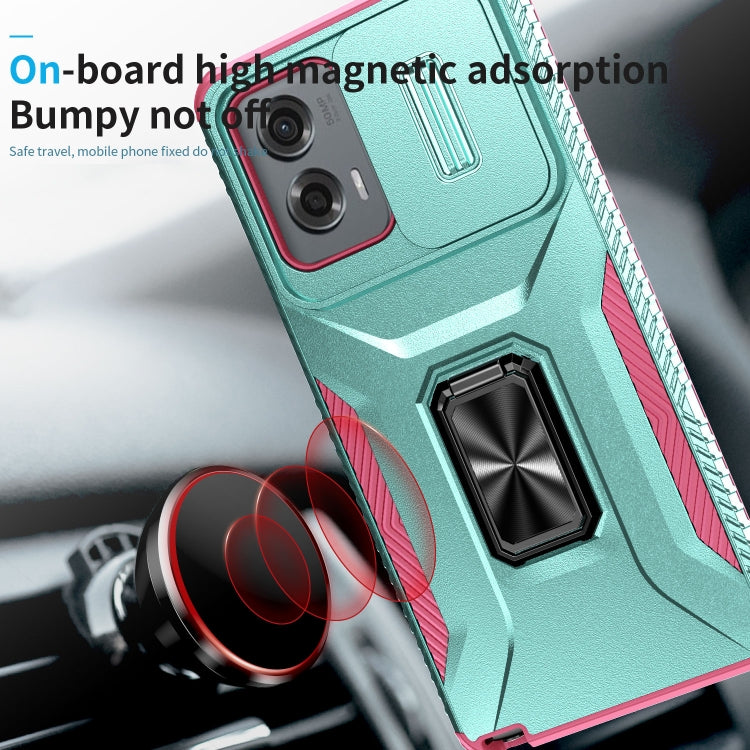 For Motorola Moto G Stylus 2024 Sliding Camshield Holder Phone Case(Grey Green + Pink) - Motorola Cases by PMC Jewellery | Online Shopping South Africa | PMC Jewellery | Buy Now Pay Later Mobicred