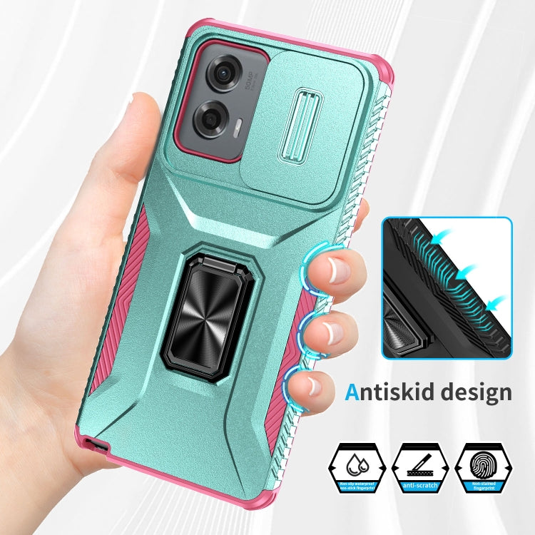 For Motorola Moto G Stylus 2024 Sliding Camshield Holder Phone Case(Grey Green + Pink) - Motorola Cases by PMC Jewellery | Online Shopping South Africa | PMC Jewellery | Buy Now Pay Later Mobicred