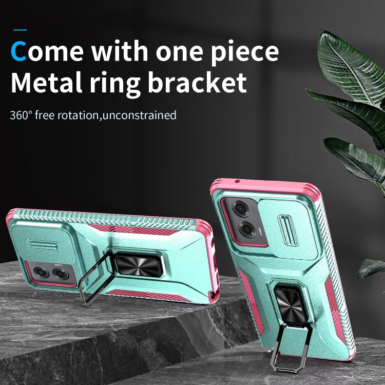 For Motorola Moto G Stylus 2024 Sliding Camshield Holder Phone Case(Grey Green + Pink) - Motorola Cases by PMC Jewellery | Online Shopping South Africa | PMC Jewellery | Buy Now Pay Later Mobicred