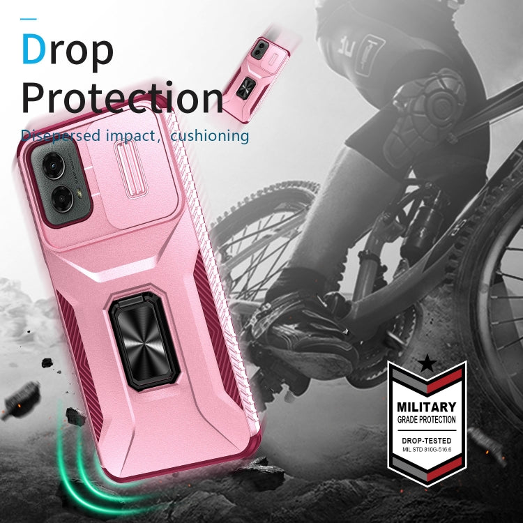 For Motorola Moto G 5G 2024 Sliding Camshield Holder Phone Case(Pink + Rose Red) - Motorola Cases by PMC Jewellery | Online Shopping South Africa | PMC Jewellery | Buy Now Pay Later Mobicred