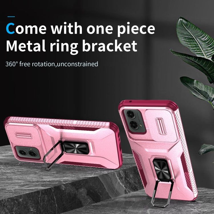 For Motorola Moto G 5G 2024 Sliding Camshield Holder Phone Case(Pink + Rose Red) - Motorola Cases by PMC Jewellery | Online Shopping South Africa | PMC Jewellery | Buy Now Pay Later Mobicred