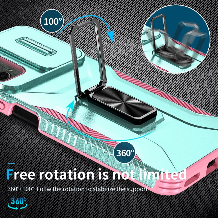 For Motorola Moto G 5G 2024 Sliding Camshield Holder Phone Case(Grey Green + Pink) - Motorola Cases by PMC Jewellery | Online Shopping South Africa | PMC Jewellery | Buy Now Pay Later Mobicred