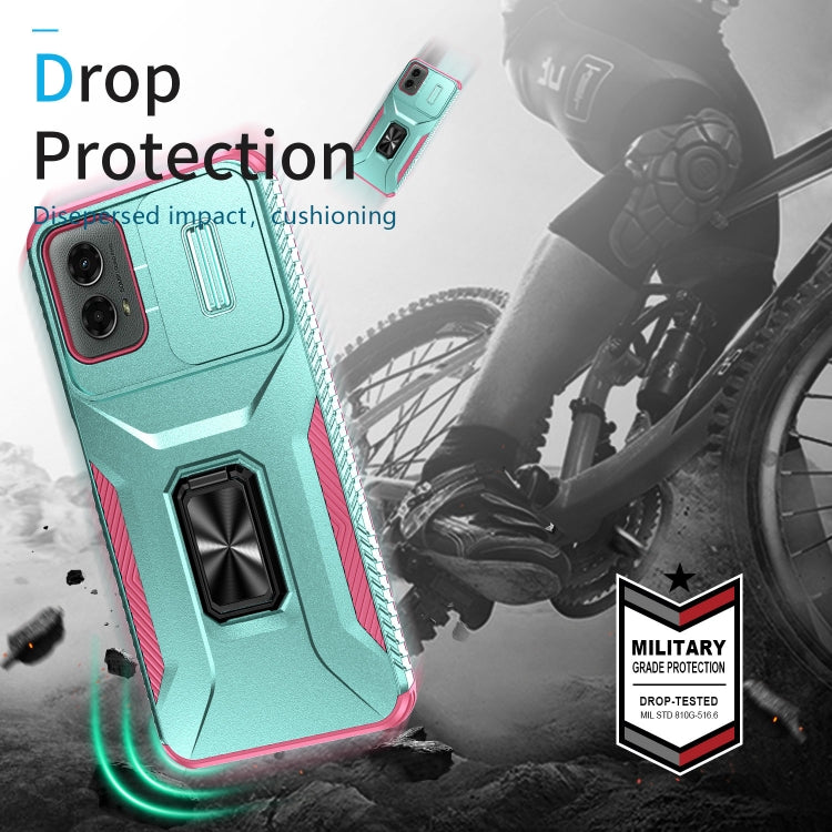 For Motorola Moto G 5G 2024 Sliding Camshield Holder Phone Case(Grey Green + Pink) - Motorola Cases by PMC Jewellery | Online Shopping South Africa | PMC Jewellery | Buy Now Pay Later Mobicred