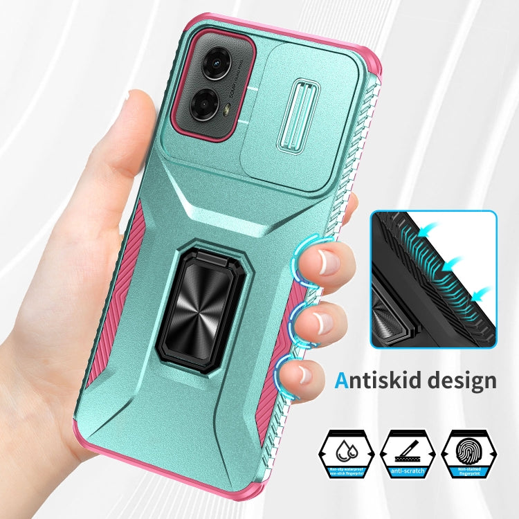 For Motorola Moto G 5G 2024 Sliding Camshield Holder Phone Case(Grey Green + Pink) - Motorola Cases by PMC Jewellery | Online Shopping South Africa | PMC Jewellery | Buy Now Pay Later Mobicred