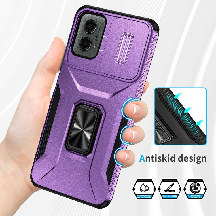 For Motorola Moto G 5G 2024 Sliding Camshield Holder Phone Case(Purple) - Motorola Cases by PMC Jewellery | Online Shopping South Africa | PMC Jewellery | Buy Now Pay Later Mobicred