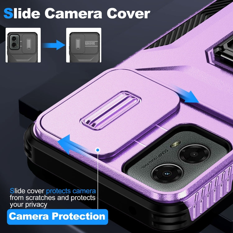 For Motorola Moto G 5G 2024 Sliding Camshield Holder Phone Case(Purple) - Motorola Cases by PMC Jewellery | Online Shopping South Africa | PMC Jewellery | Buy Now Pay Later Mobicred