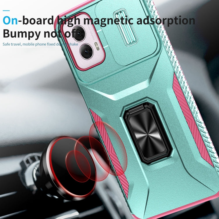 For Motorola Moto G Power 2024 Sliding Camshield Holder Phone Case(Grey Green + Pink) - Motorola Cases by PMC Jewellery | Online Shopping South Africa | PMC Jewellery | Buy Now Pay Later Mobicred