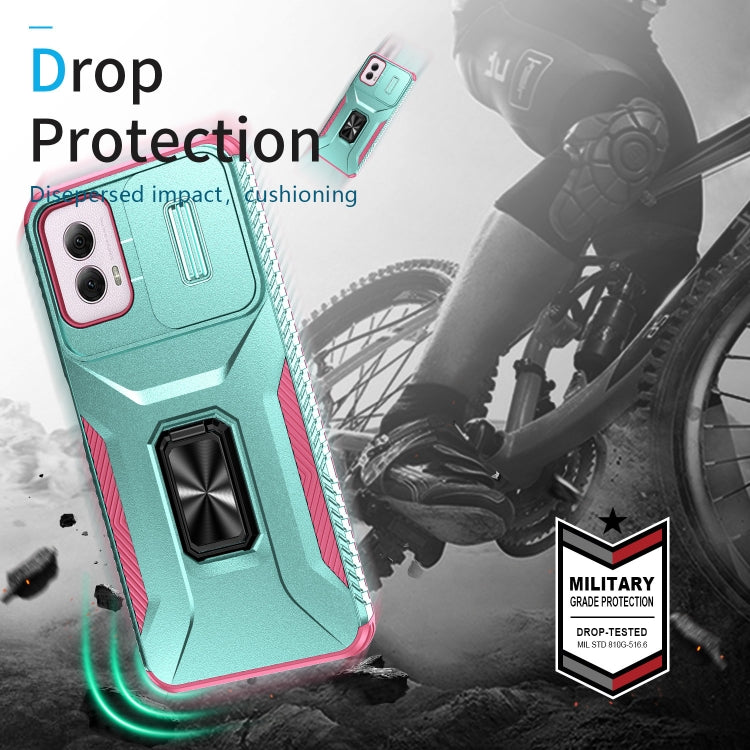 For Motorola Moto G Power 2024 Sliding Camshield Holder Phone Case(Grey Green + Pink) - Motorola Cases by PMC Jewellery | Online Shopping South Africa | PMC Jewellery | Buy Now Pay Later Mobicred